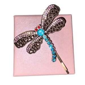 Amazon Dragonfly Hair Clip with Blue and Pink Gems